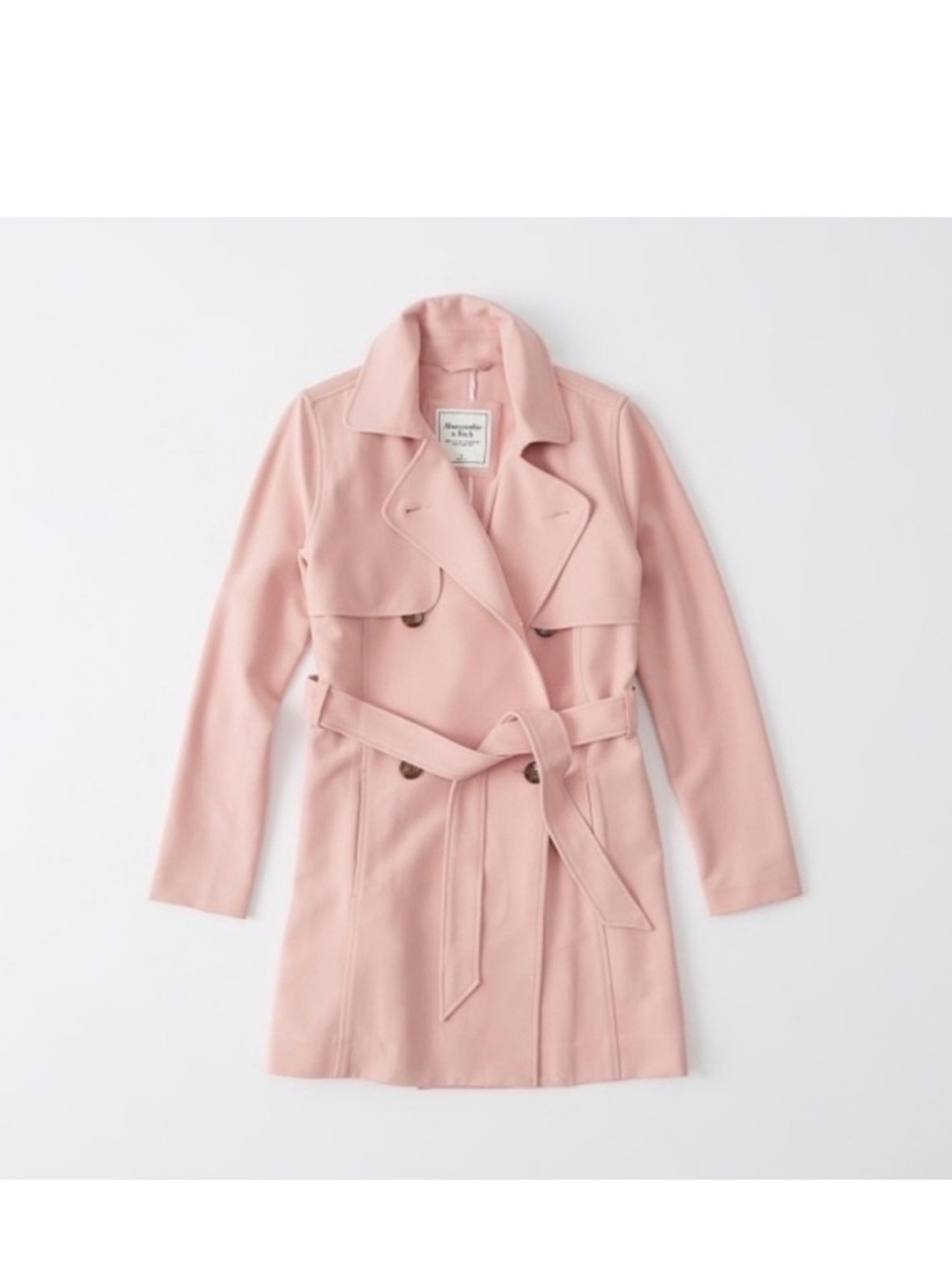 Abercrombie & Fitch Blush Pink Double-Breasted Trench Coat